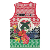 Personalised Vanuatu Joyeux Noel Basketball Jersey Proud To Be a Ni-Van Sand Drawing Art - Polynesian Pride