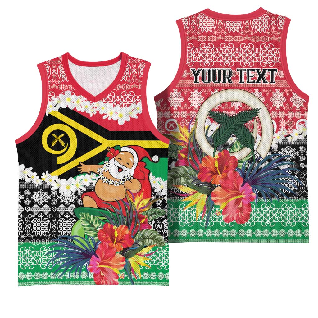 Personalised Vanuatu Joyeux Noel Basketball Jersey Proud To Be a Ni-Van Sand Drawing Art - Polynesian Pride