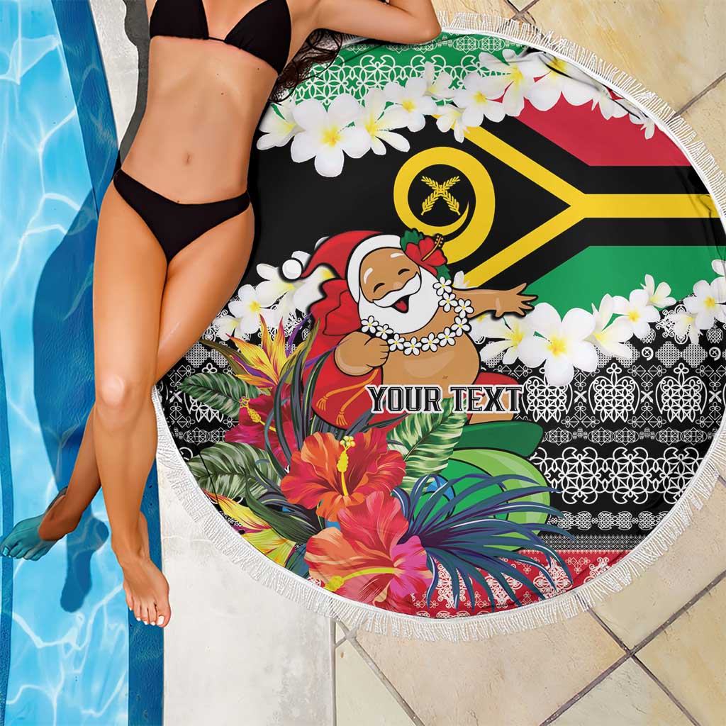 Personalised Vanuatu Joyeux Noel Beach Blanket Proud To Be a Ni-Van Sand Drawing Art - Polynesian Pride
