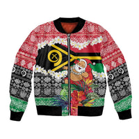 Personalised Vanuatu Joyeux Noel Bomber Jacket Proud To Be a Ni-Van Sand Drawing Art - Polynesian Pride