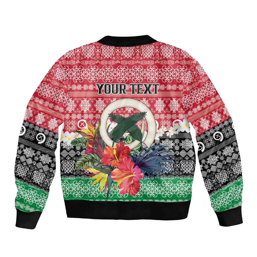 Personalised Vanuatu Joyeux Noel Bomber Jacket Proud To Be a Ni-Van Sand Drawing Art - Polynesian Pride