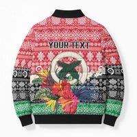 Personalised Vanuatu Joyeux Noel Bomber Puffer Jacket Proud To Be a Ni-Van Sand Drawing Art - Polynesian Pride