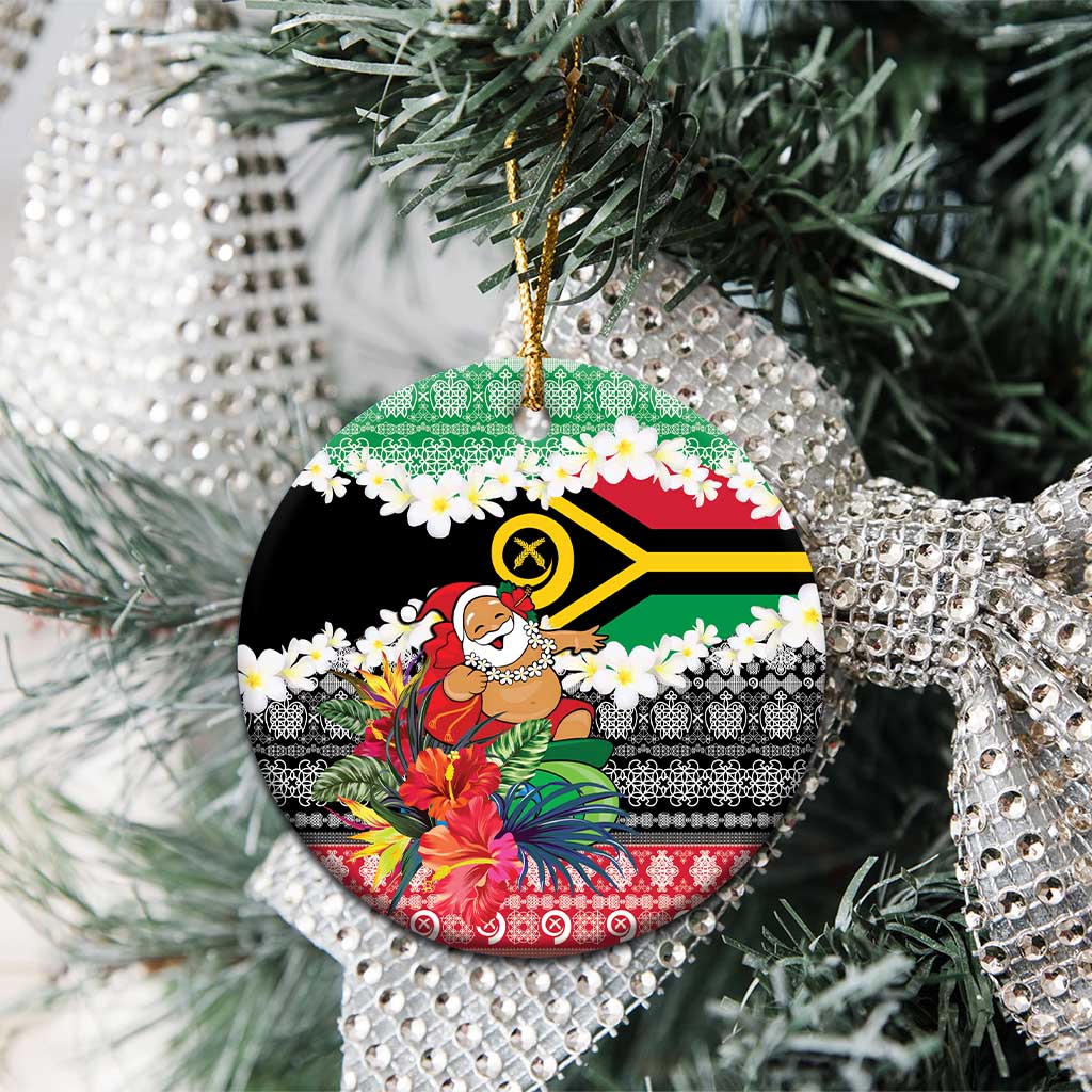 Personalised Vanuatu Joyeux Noel Ceramic Ornament Proud To Be a Ni-Van Sand Drawing Art - Polynesian Pride