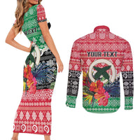 Personalised Vanuatu Joyeux Noel Couples Matching Short Sleeve Bodycon Dress and Long Sleeve Button Shirt Proud To Be a Ni-Van Sand Drawing Art - Polynesian Pride
