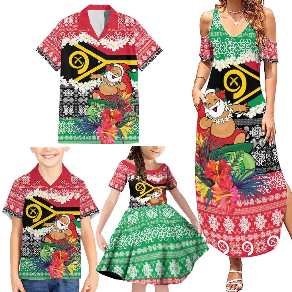 Personalised Vanuatu Joyeux Noel Family Matching Summer Maxi Dress and Hawaiian Shirt Proud To Be a Ni-Van Sand Drawing Art - Polynesian Pride