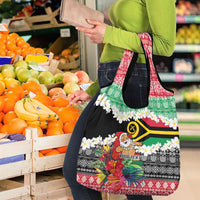 Personalised Vanuatu Joyeux Noel Grocery Bag Proud To Be a Ni-Van Sand Drawing Art - Polynesian Pride