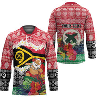 Personalised Vanuatu Joyeux Noel Hockey Jersey Proud To Be a Ni-Van Sand Drawing Art - Polynesian Pride