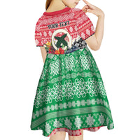 Personalised Vanuatu Joyeux Noel Kid Short Sleeve Dress Proud To Be a Ni-Van Sand Drawing Art - Polynesian Pride