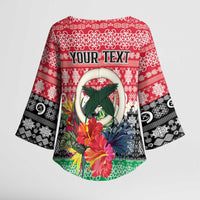 Personalised Vanuatu Joyeux Noel Kimono Sleeve Blouse Proud To Be a Ni-Van Sand Drawing Art - Polynesian Pride