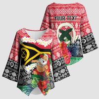 Personalised Vanuatu Joyeux Noel Kimono Sleeve Blouse Proud To Be a Ni-Van Sand Drawing Art - Polynesian Pride