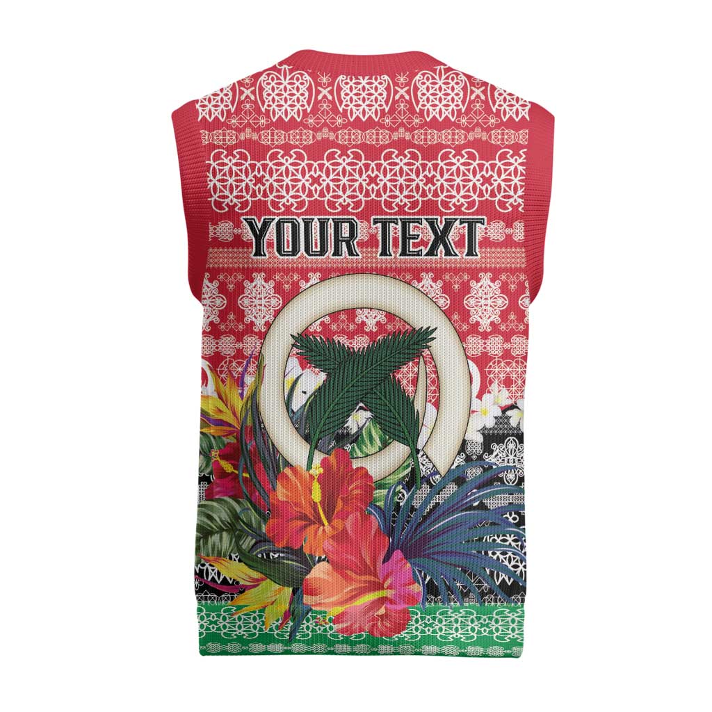 Personalised Vanuatu Joyeux Noel Christmas Knitted V-Neck Vest Proud To Be a Ni-Van Sand Drawing Art - Polynesian Pride