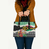 Personalised Vanuatu Joyeux Noel Leather Bag Proud To Be a Ni-Van Sand Drawing Art - Polynesian Pride