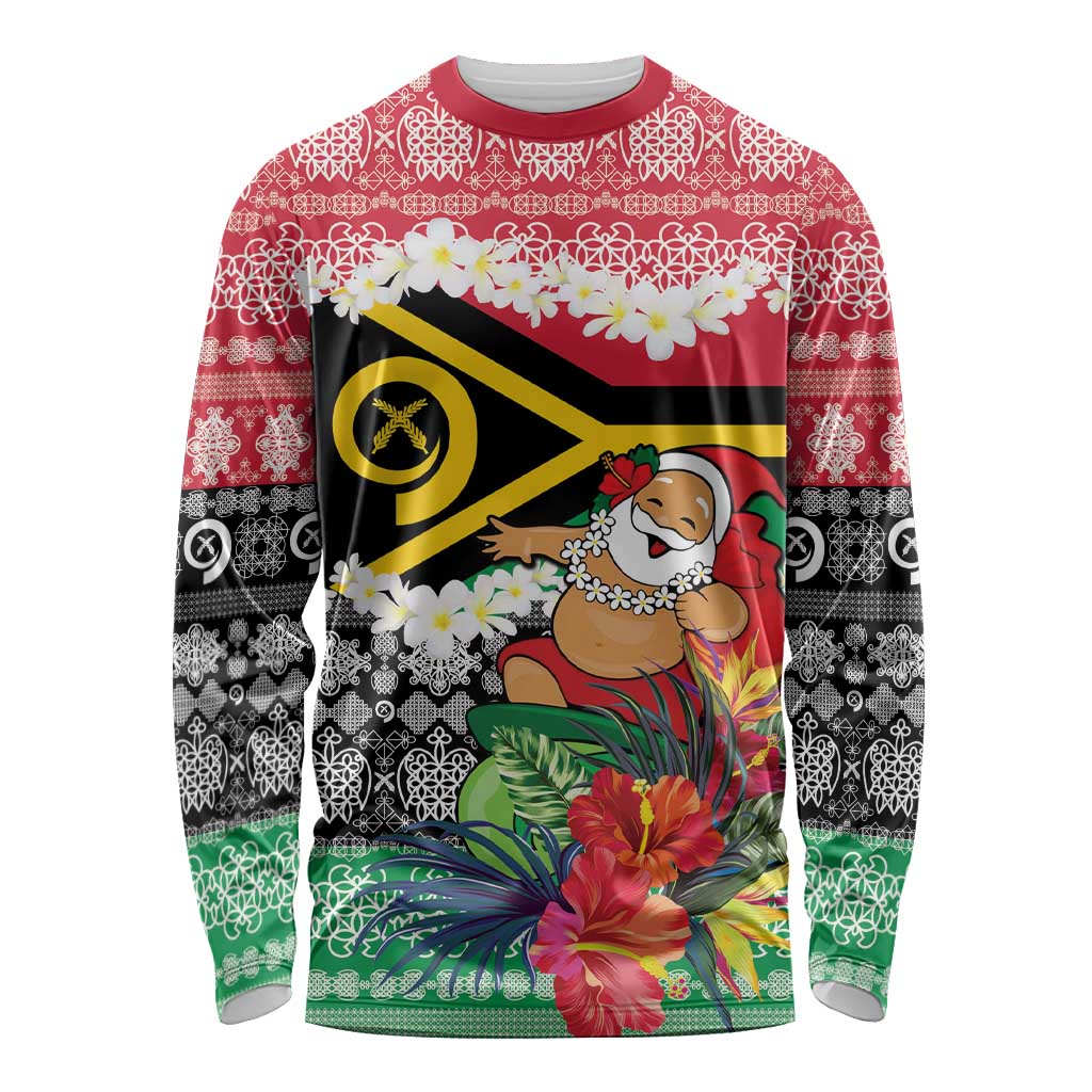 Personalised Vanuatu Joyeux Noel Long Sleeve Shirt Proud To Be a Ni-Van Sand Drawing Art - Polynesian Pride