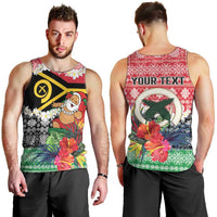 Personalised Vanuatu Joyeux Noel Men Tank Top Proud To Be a Ni-Van Sand Drawing Art - Polynesian Pride