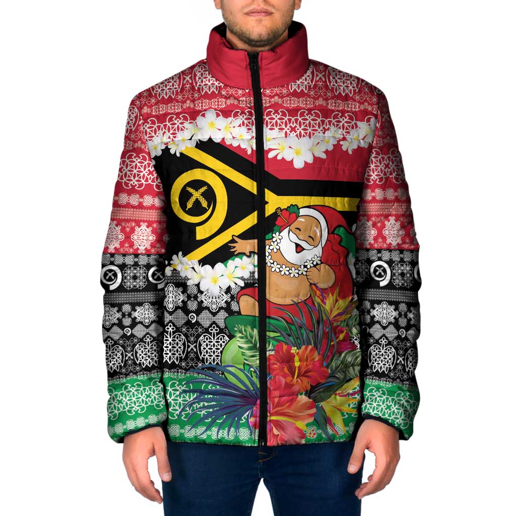 Personalised Vanuatu Joyeux Noel Padded Jacket Proud To Be a Ni-Van Sand Drawing Art - Polynesian Pride