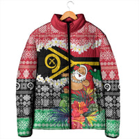 Personalised Vanuatu Joyeux Noel Padded Jacket Proud To Be a Ni-Van Sand Drawing Art - Polynesian Pride