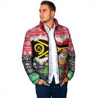 Personalised Vanuatu Joyeux Noel Padded Jacket Proud To Be a Ni-Van Sand Drawing Art - Polynesian Pride