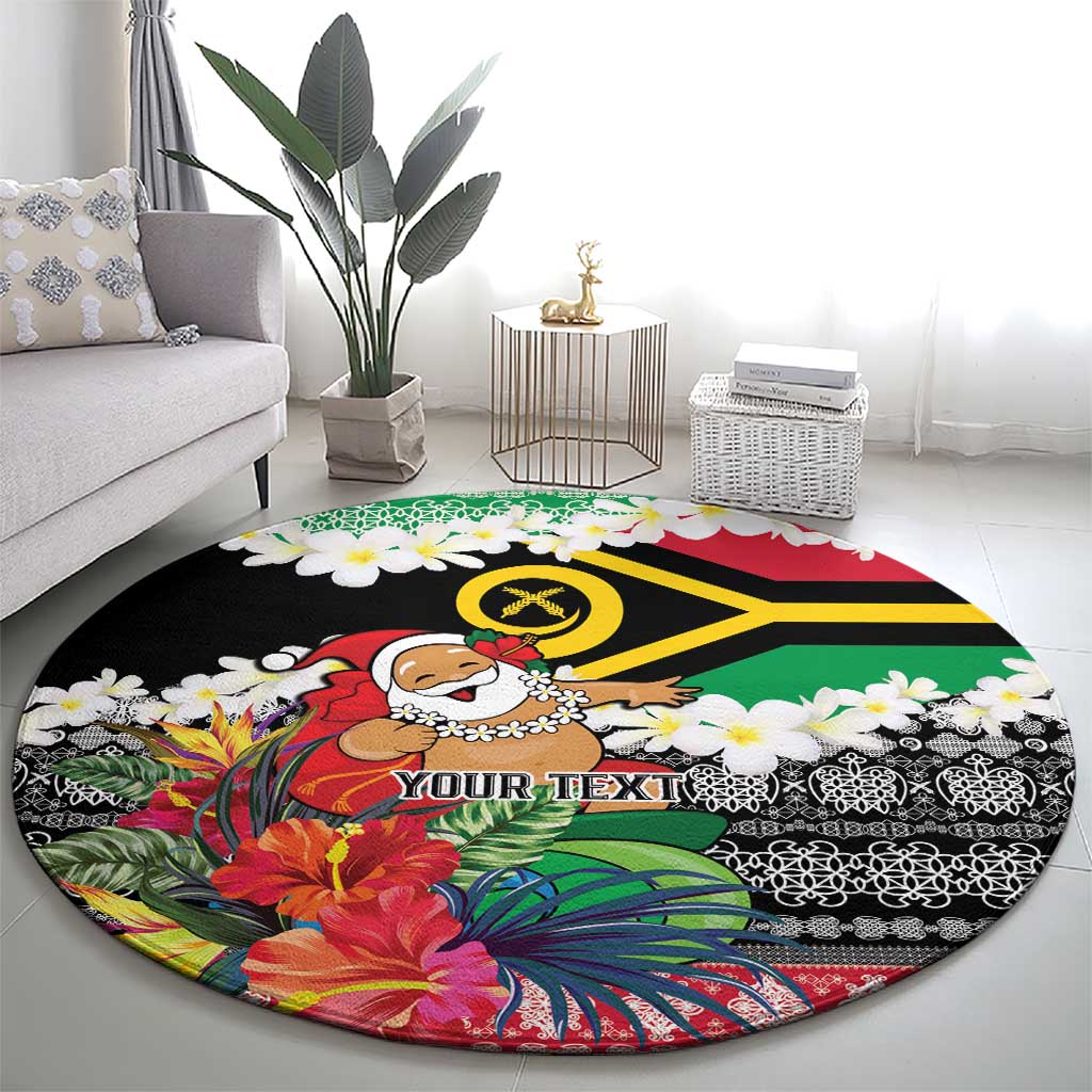 Personalised Vanuatu Joyeux Noel Round Carpet Proud To Be a Ni-Van Sand Drawing Art - Polynesian Pride
