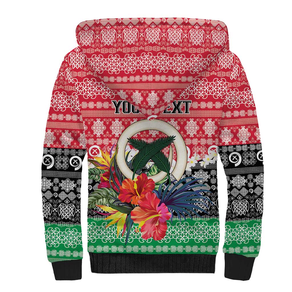 Personalised Vanuatu Joyeux Noel Sherpa Hoodie Proud To Be a Ni-Van Sand Drawing Art - Polynesian Pride