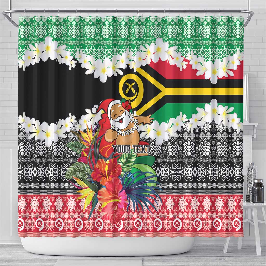 Personalised Vanuatu Joyeux Noel Shower Curtain Proud To Be a Ni-Van Sand Drawing Art - Polynesian Pride