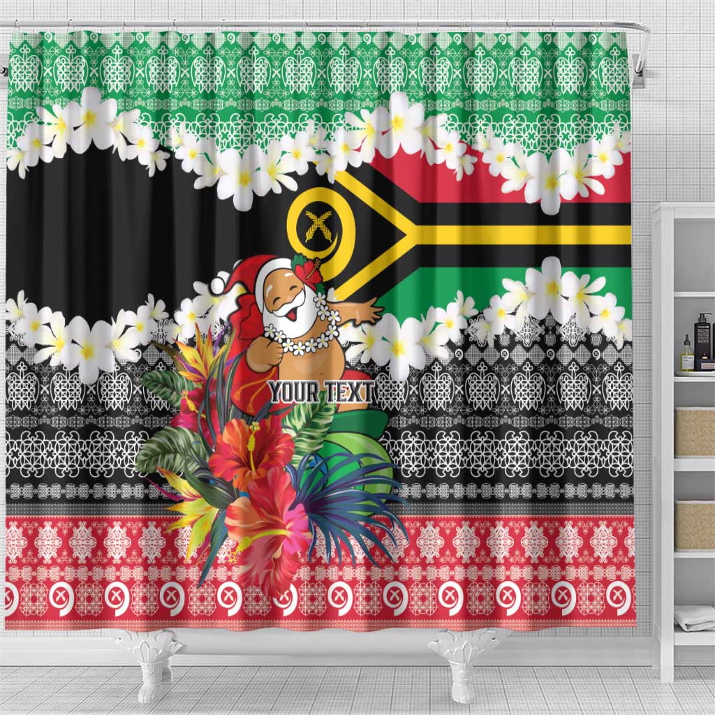 Personalised Vanuatu Joyeux Noel Shower Curtain Proud To Be a Ni-Van Sand Drawing Art - Polynesian Pride