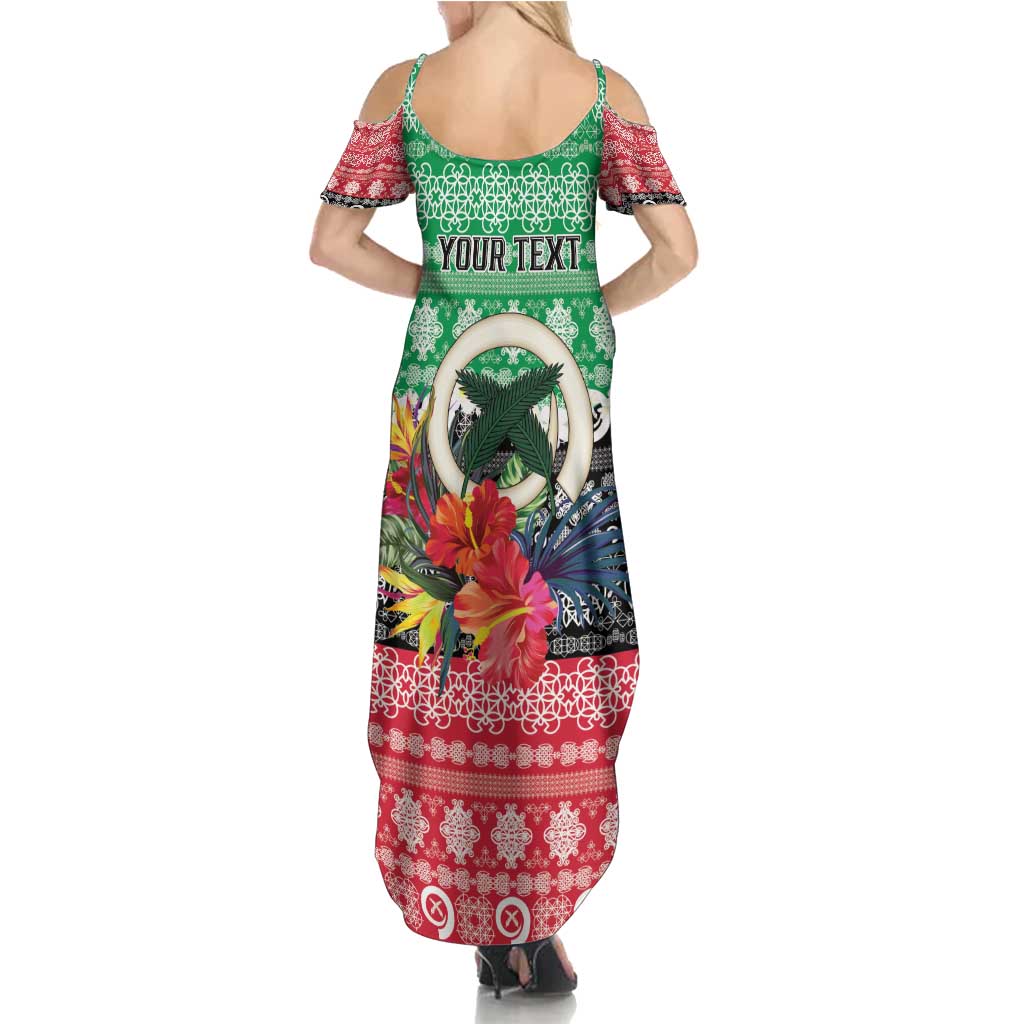 Personalised Vanuatu Joyeux Noel Summer Maxi Dress Proud To Be a Ni-Van Sand Drawing Art - Polynesian Pride
