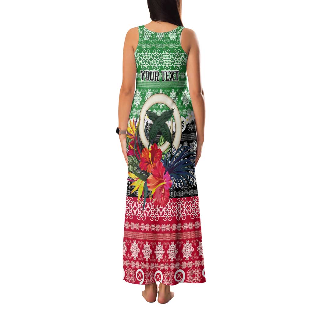 Personalised Vanuatu Joyeux Noel Tank Maxi Dress Proud To Be a Ni-Van Sand Drawing Art - Polynesian Pride