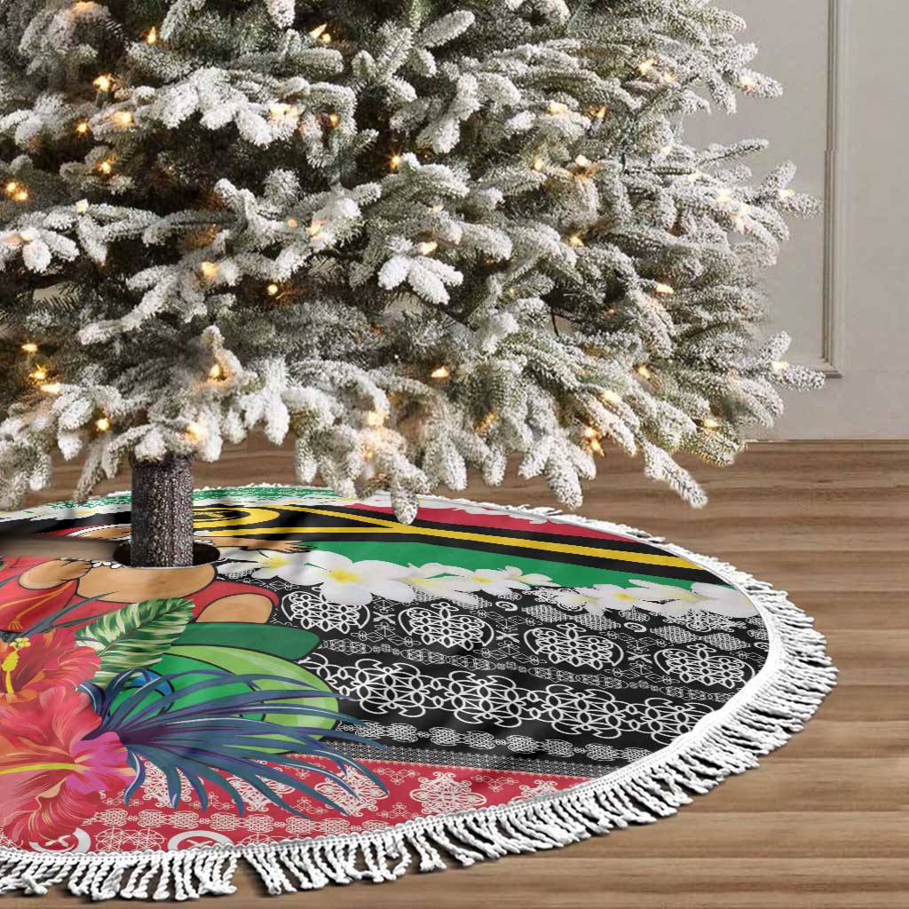 Vanuatu Joyeux Noel Tree Skirt Proud To Be a Ni-Van Sand Drawing Art - Polynesian Pride