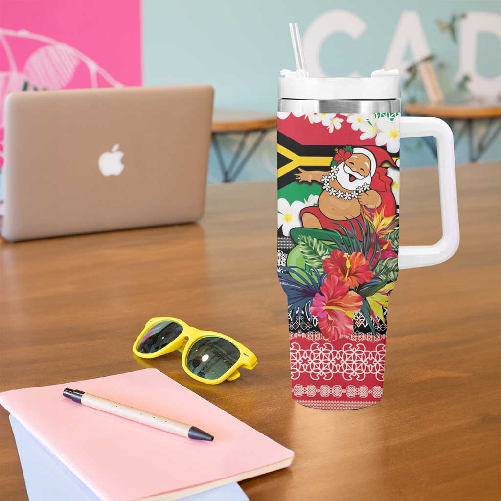 Personalised Vanuatu Joyeux Noel Tumbler With Handle Proud To Be a Ni-Van Sand Drawing Art - Polynesian Pride