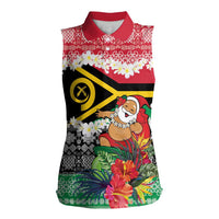 Personalised Vanuatu Joyeux Noel Women Sleeveless Polo Shirt Proud To Be a Ni-Van Sand Drawing Art - Polynesian Pride