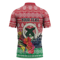 Personalised Vanuatu Joyeux Noel Zipper Polo Shirt Proud To Be a Ni-Van Sand Drawing Art - Polynesian Pride