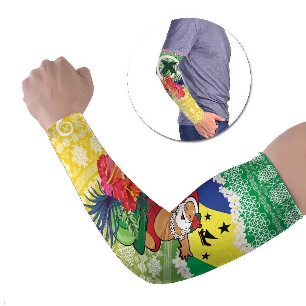 Personalised Malampa Joyeux Noel Arm Sleeves Proud To Be a Ni-Van Sand Drawing Art - Polynesian Pride