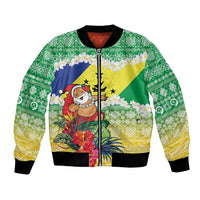 Personalised Malampa Joyeux Noel Bomber Jacket Proud To Be a Ni-Van Sand Drawing Art - Polynesian Pride