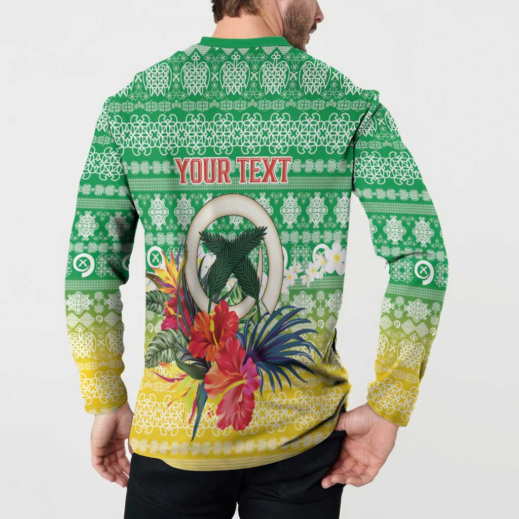 Personalised Malampa Joyeux Noel Button Sweatshirt Proud To Be a Ni-Van Sand Drawing Art - Polynesian Pride