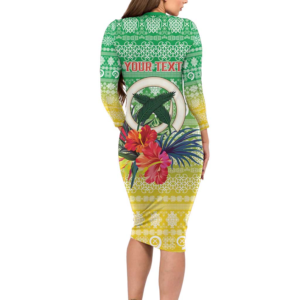 Personalised Malampa Joyeux Noel Family Matching Long Sleeve Bodycon Dress and Hawaiian Shirt Proud To Be a Ni-Van Sand Drawing Art LT9 - Polynesian Pride