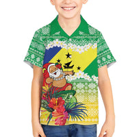 Personalised Malampa Joyeux Noel Family Matching Long Sleeve Bodycon Dress and Hawaiian Shirt Proud To Be a Ni-Van Sand Drawing Art LT9 Son's Shirt Lime - Polynesian Pride