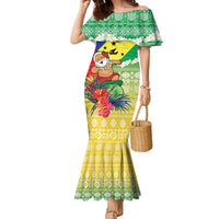 Personalised Malampa Joyeux Noel Family Matching Mermaid Dress and Hawaiian Shirt Proud To Be a Ni-Van Sand Drawing Art LT9 Mom's Dress Lime - Polynesian Pride