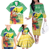 Personalised Malampa Joyeux Noel Family Matching Off The Shoulder Long Sleeve Dress and Hawaiian Shirt Proud To Be a Ni-Van Sand Drawing Art - Polynesian Pride