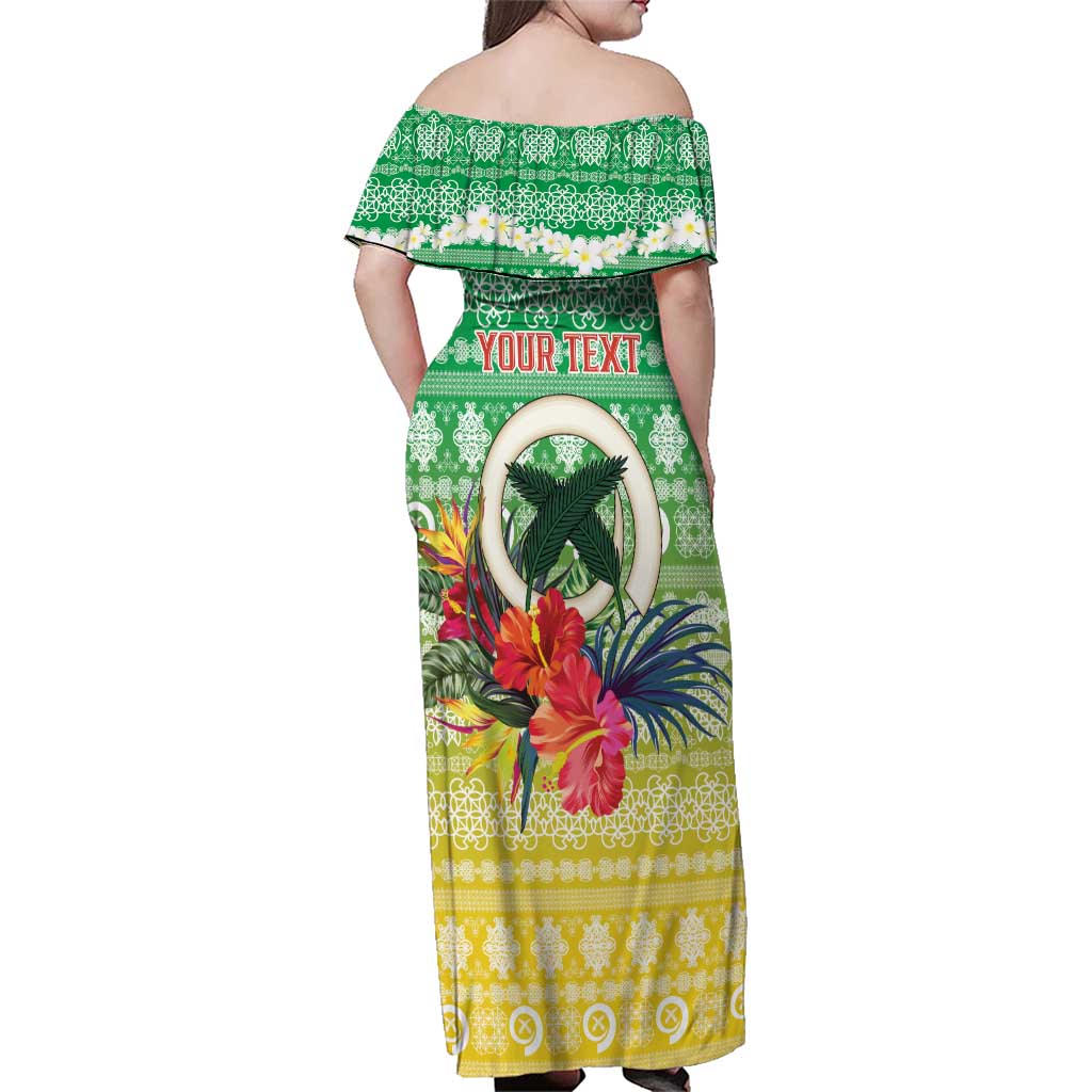 Personalised Malampa Joyeux Noel Family Matching Off Shoulder Maxi Dress and Hawaiian Shirt Proud To Be a Ni-Van Sand Drawing Art - Polynesian Pride