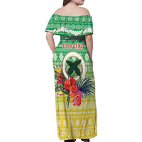 Personalised Malampa Joyeux Noel Family Matching Off Shoulder Maxi Dress and Hawaiian Shirt Proud To Be a Ni-Van Sand Drawing Art - Polynesian Pride