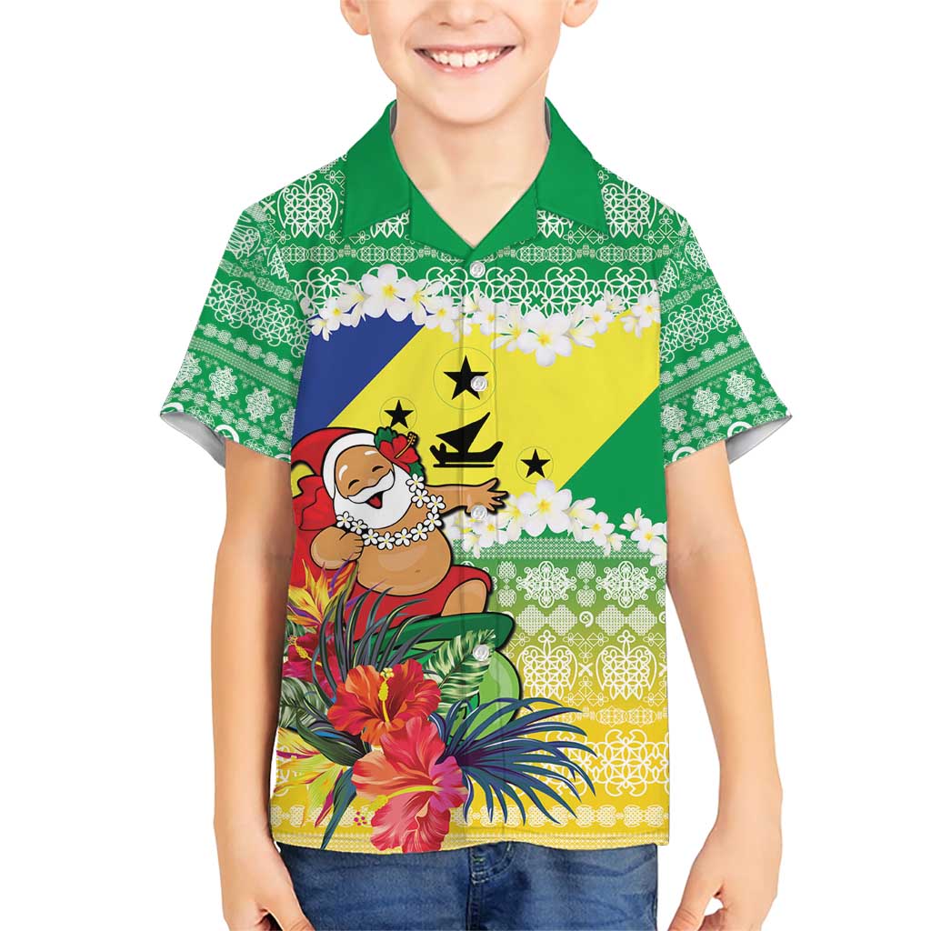 Personalised Malampa Joyeux Noel Family Matching Short Sleeve Bodycon Dress and Hawaiian Shirt Proud To Be a Ni-Van Sand Drawing Art LT9 Son's Shirt Lime - Polynesian Pride