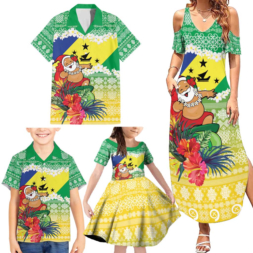 Personalised Malampa Joyeux Noel Family Matching Summer Maxi Dress and Hawaiian Shirt Proud To Be a Ni-Van Sand Drawing Art - Polynesian Pride