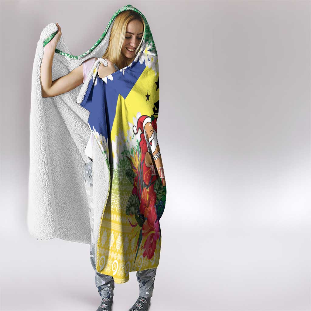 Personalised Malampa Joyeux Noel Hooded Blanket Proud To Be a Ni-Van Sand Drawing Art - Polynesian Pride