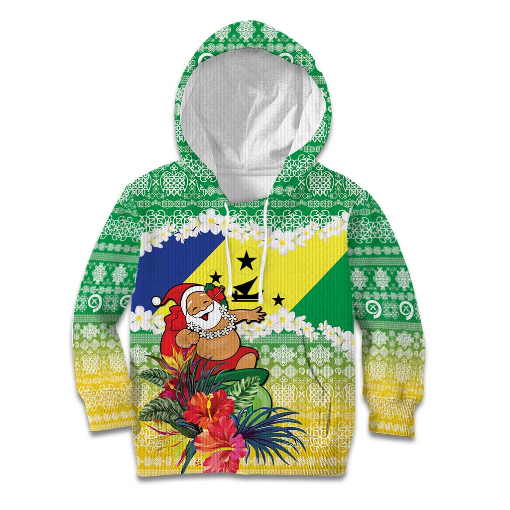 Personalised Malampa Joyeux Noel Kid Hoodie Proud To Be a Ni-Van Sand Drawing Art - Polynesian Pride