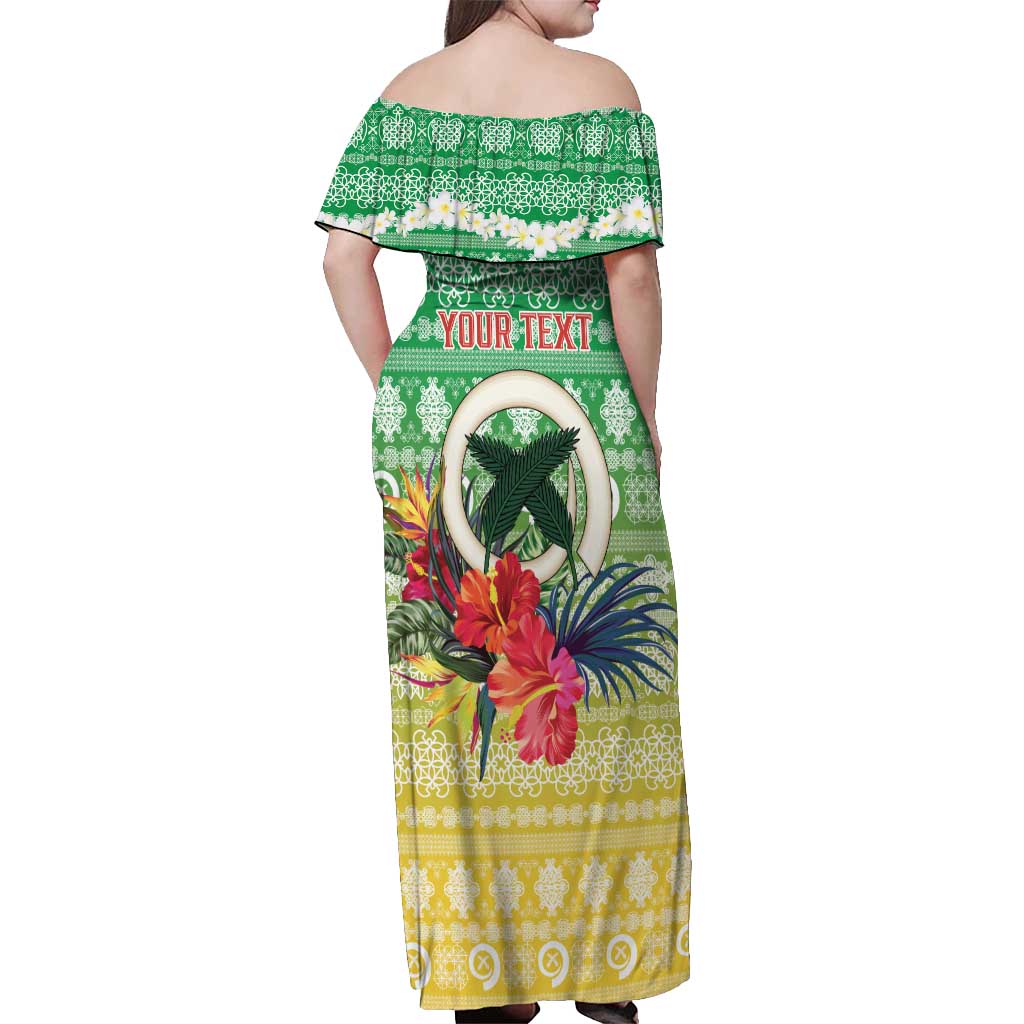 Personalised Malampa Joyeux Noel Off Shoulder Maxi Dress Proud To Be a Ni-Van Sand Drawing Art - Polynesian Pride