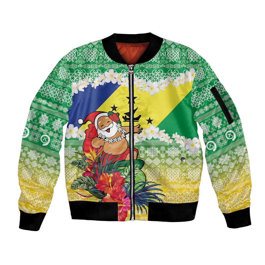 Personalised Malampa Joyeux Noel Sleeve Zip Bomber Jacket Proud To Be a Ni-Van Sand Drawing Art - Polynesian Pride