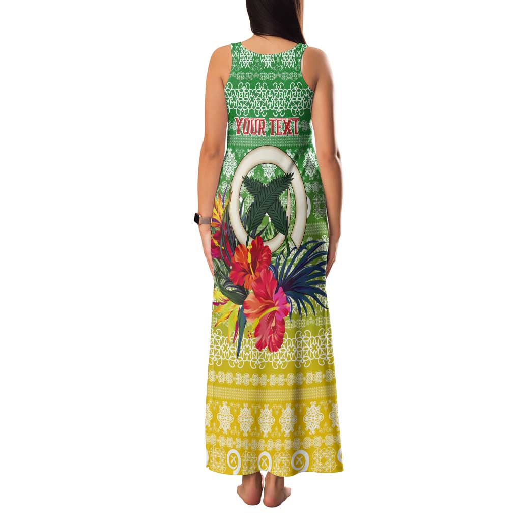 Personalised Malampa Joyeux Noel Tank Maxi Dress Proud To Be a Ni-Van Sand Drawing Art - Polynesian Pride