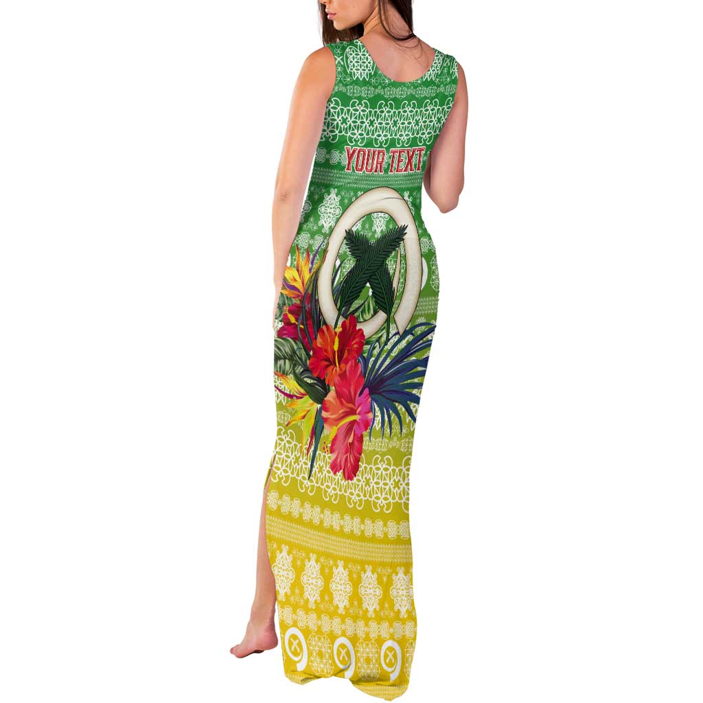 Personalised Malampa Joyeux Noel Tank Maxi Dress Proud To Be a Ni-Van Sand Drawing Art - Polynesian Pride