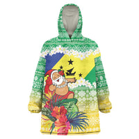 Personalised Malampa Joyeux Noel Wearable Blanket Hoodie Proud To Be a Ni-Van Sand Drawing Art - Polynesian Pride