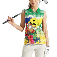 Personalised Malampa Joyeux Noel Women Sleeveless Polo Shirt Proud To Be a Ni-Van Sand Drawing Art - Polynesian Pride